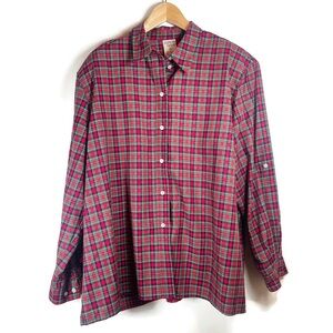 Vintage Allison Daley Plaid Button Down‎ Shirt, Women's Plus Size 2X